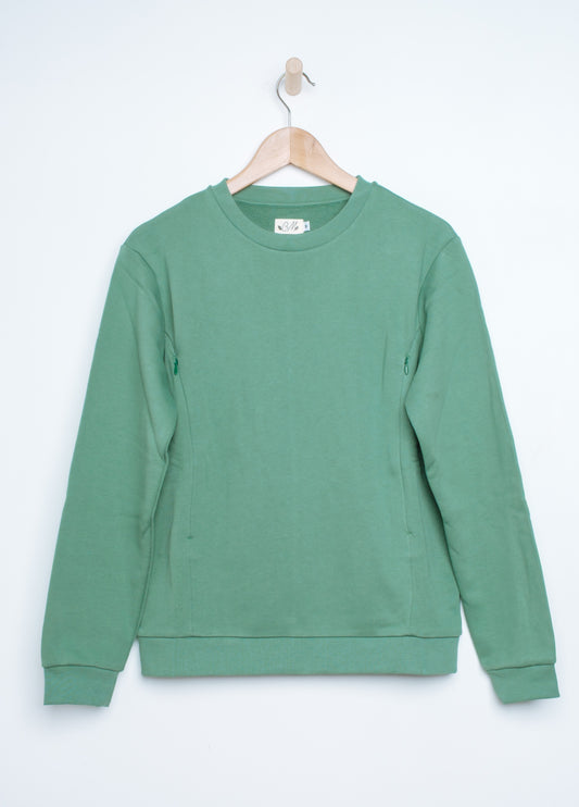 Sweat d'allaitement Macha avec fermeture zip discrète et coupe confortable pour jeunes mamans.