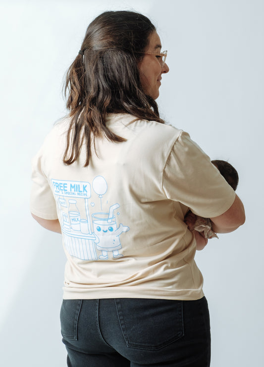 ee-shirt d’allaitement Lemonade Camélia Mimosa, modèle beige léger et confortable