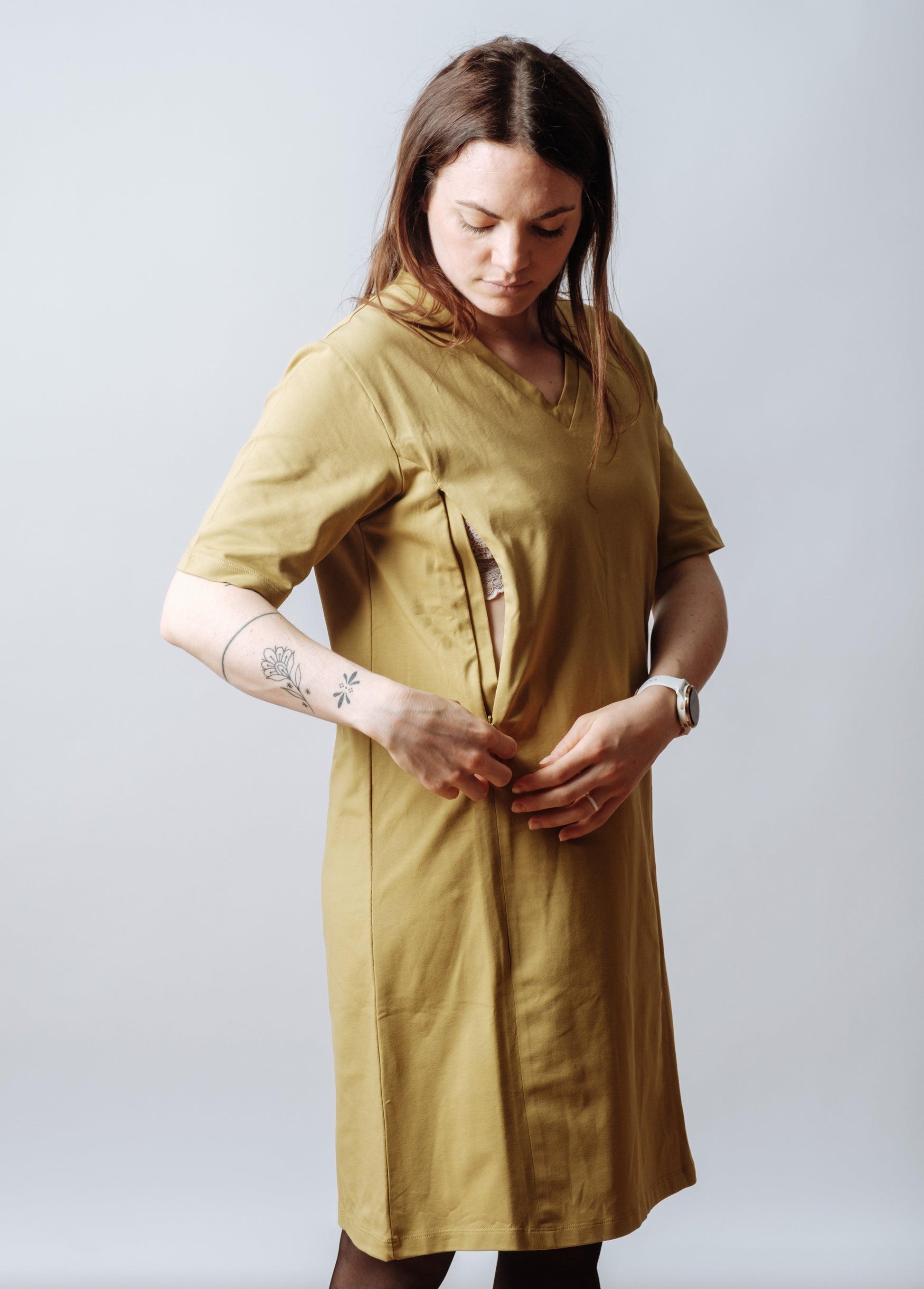 Robe allaitement AVA (tissu entre-saison) - Féminin Plurielles