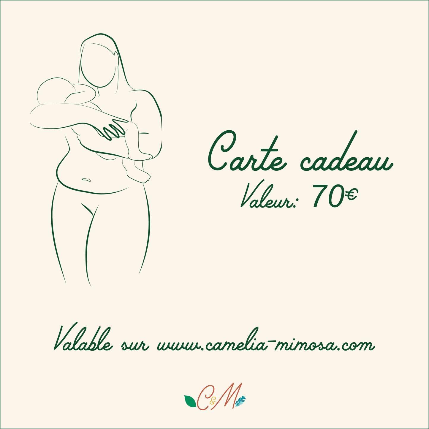 carte cadeau allaitement camelia mimosa 70